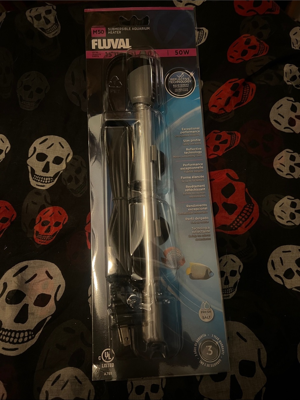 Silver Submersible Aquarium Heater - 50W